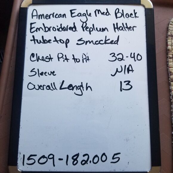 American Eagle Medium Smocked Peplum Hem Bandeau Crop Tube Top Black Multicolor - Picture 11 of 11